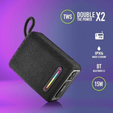 Ngs Altavoz Portátil Bluetooth Luces RGB IPX6 Negro 15W